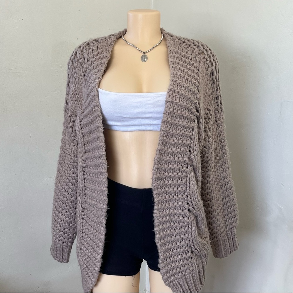 Tan Missguided Oversized Knit Cardigan